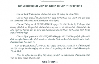 Quyết định công bố áp dụng và công khai giá cụ thể dịch vụ khám bệnh, chữa bệnh ....
