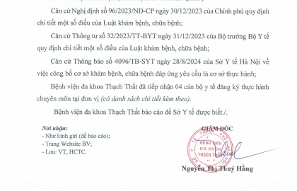 Thông báo người lao động hoàn thành quá trình thực hành tại Bệnh viện tháng 4 năm 2026